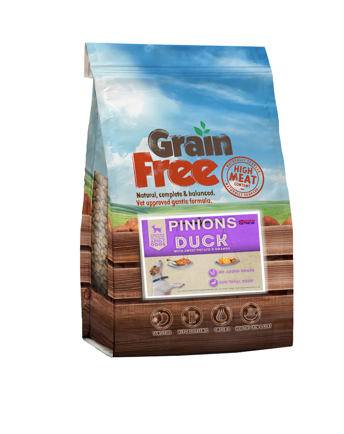 PINIONS PET FOODS SMALL BREED ADULT DOG FOOD WITH DUCK